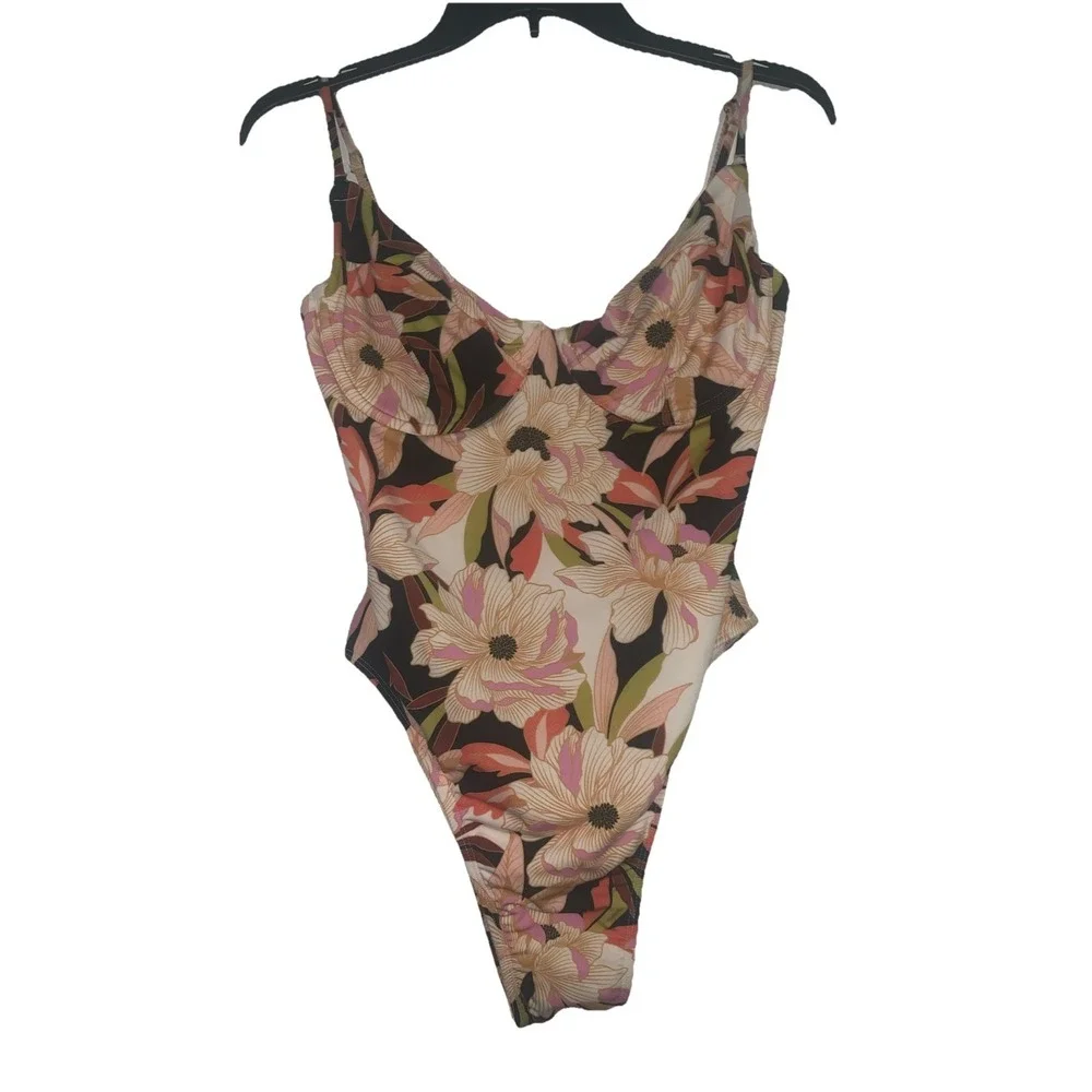 Billabong Women's XL / 14 Swimsuit High Rise Floral Underwire One Piece‎ NEW